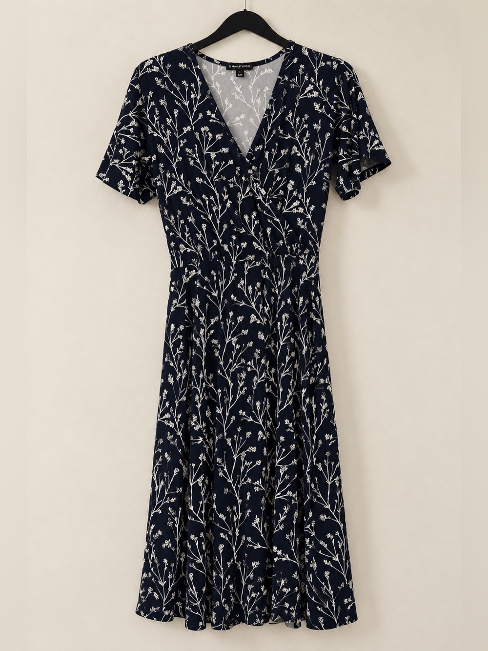 41 Hawthorn Navy White Elisse Knit Surplice Midi Dress NWOT S #2313